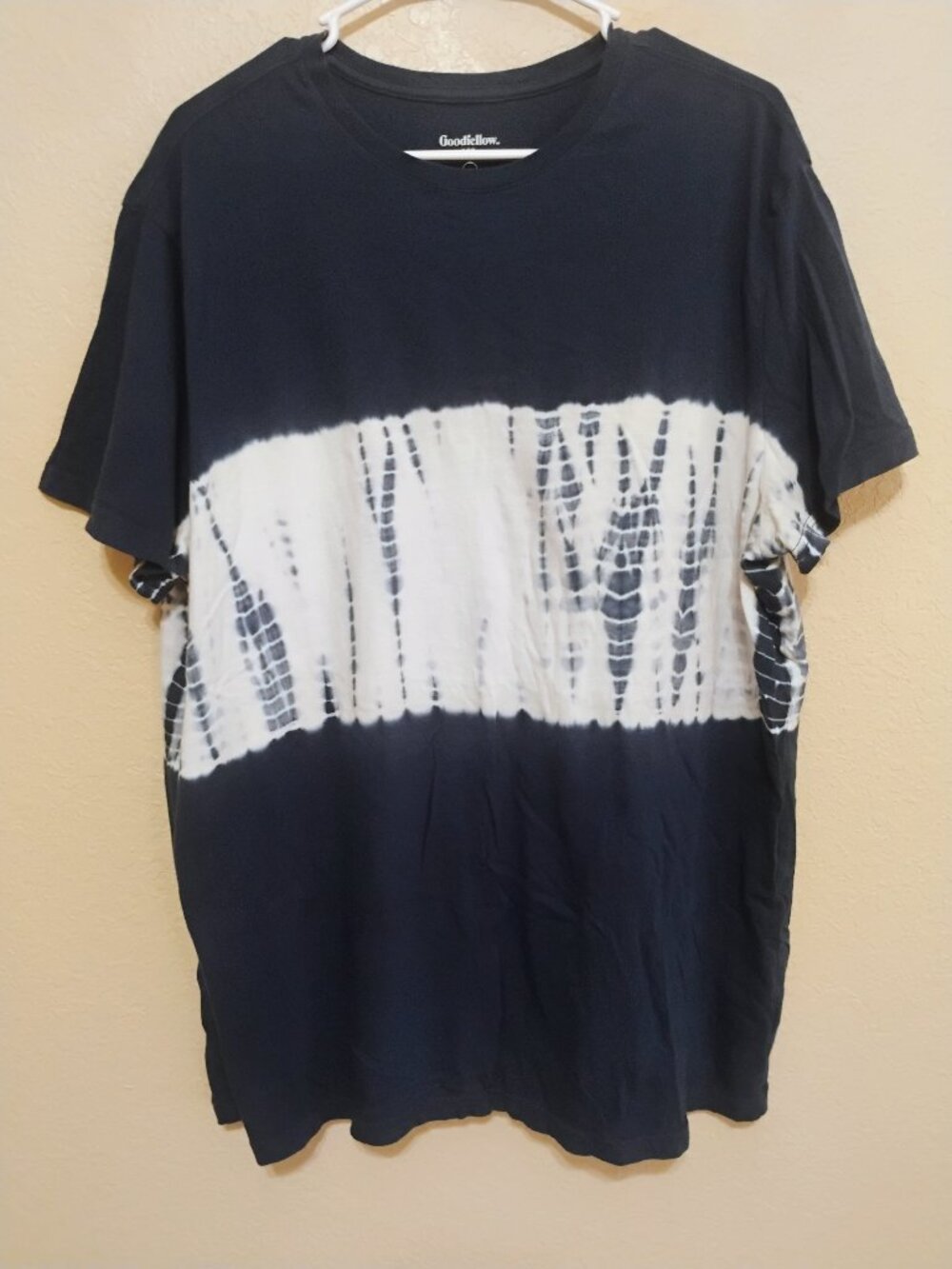 Goodfellow Tie Dye Stripe Tee XL Navy White Cotton Shirt